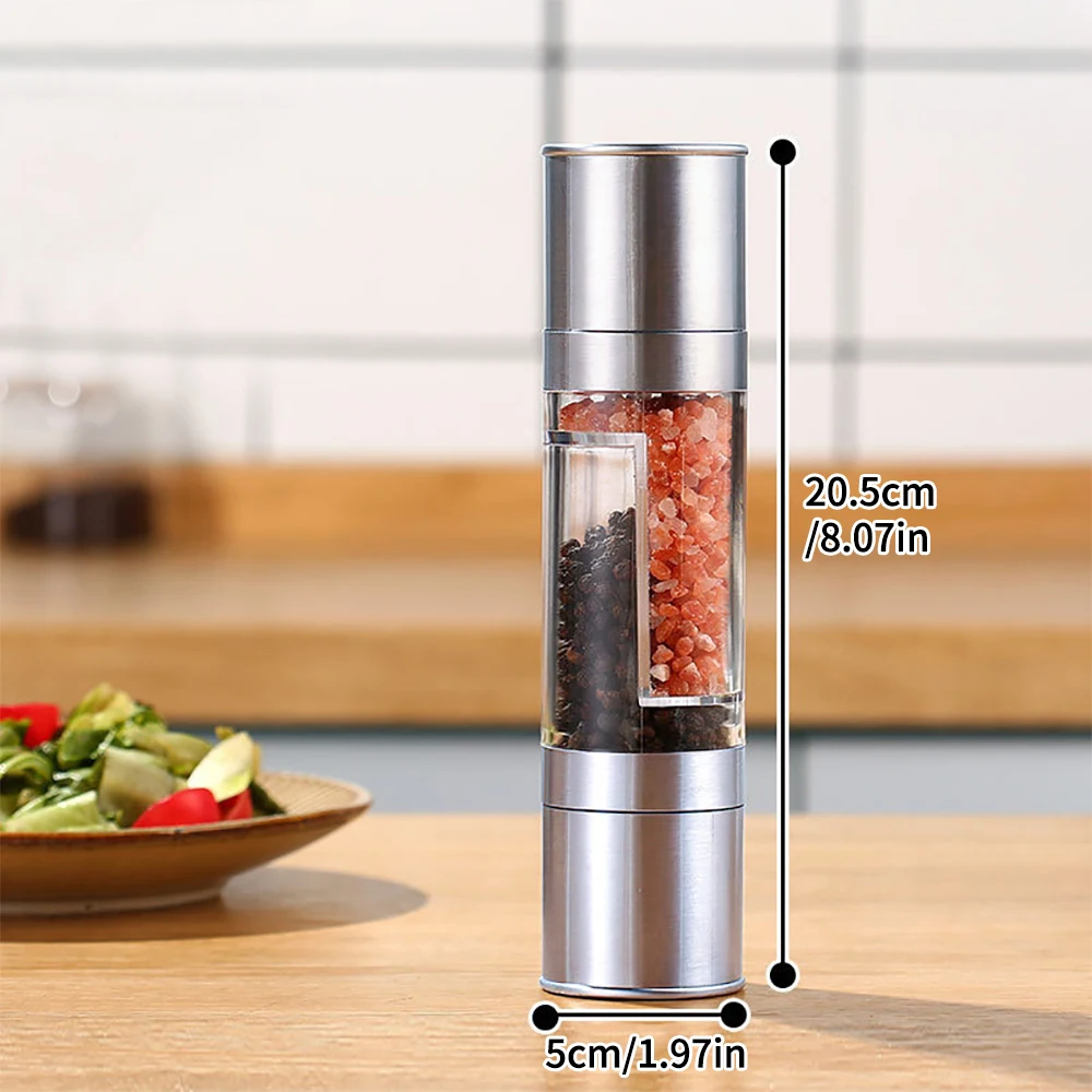 2 In 1 Adjustable Premium Salt And Pepper Grinder Double Head Pepper Mill Pepper Crusher Manual Mill Shakers with Ceramic Blades