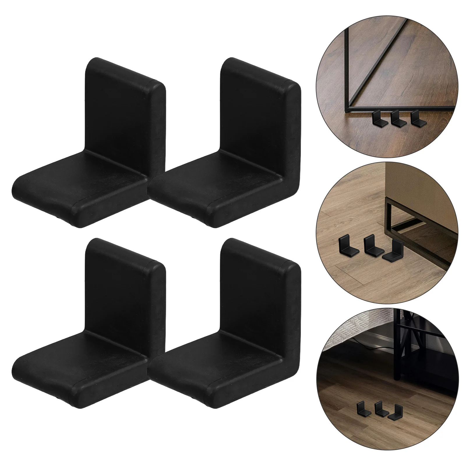 

20pcs Angle Iron Protectors L-Shaped Pvc Shelf Caps For Furniture Bed Frame Anti-Slip Covers Black Floor Protector For Wire