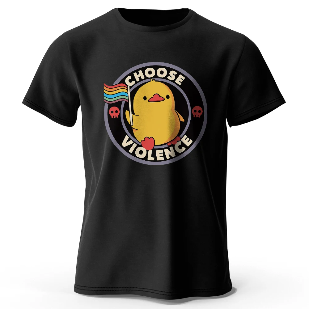 Choose Violence Printed T-Shirt 100% Cotton Oversized Street Graphic Tees for Men Women Summer Tops