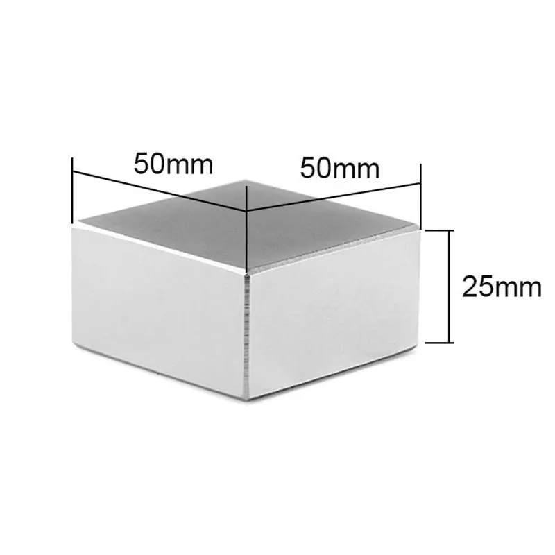 1pc 50x50x25mm Neodymium Magnet N35 NdFeB Block Super Powerful Strong Permanent Magnetic Imanes Real size 45x45x20mm