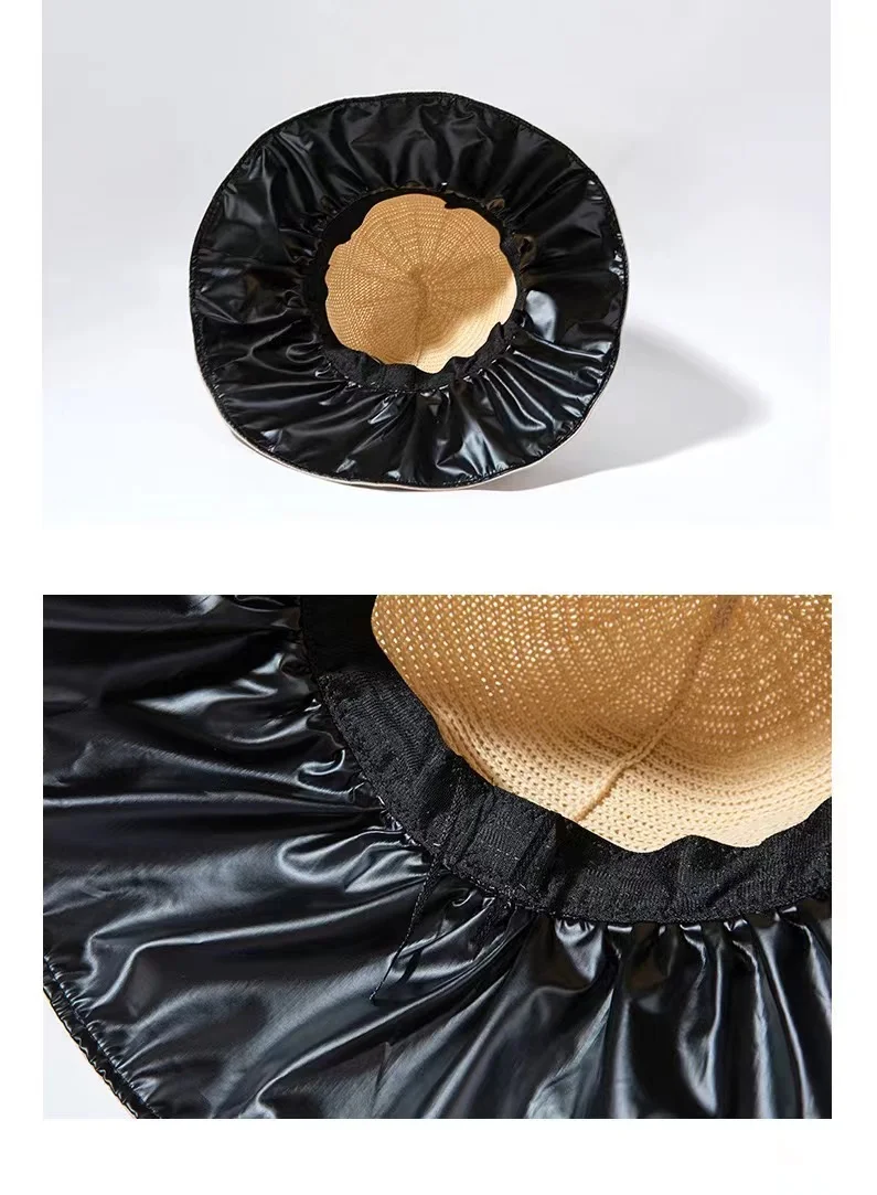 Hat can receive pocket money fisherman cap female summer uv hat black plastic caps