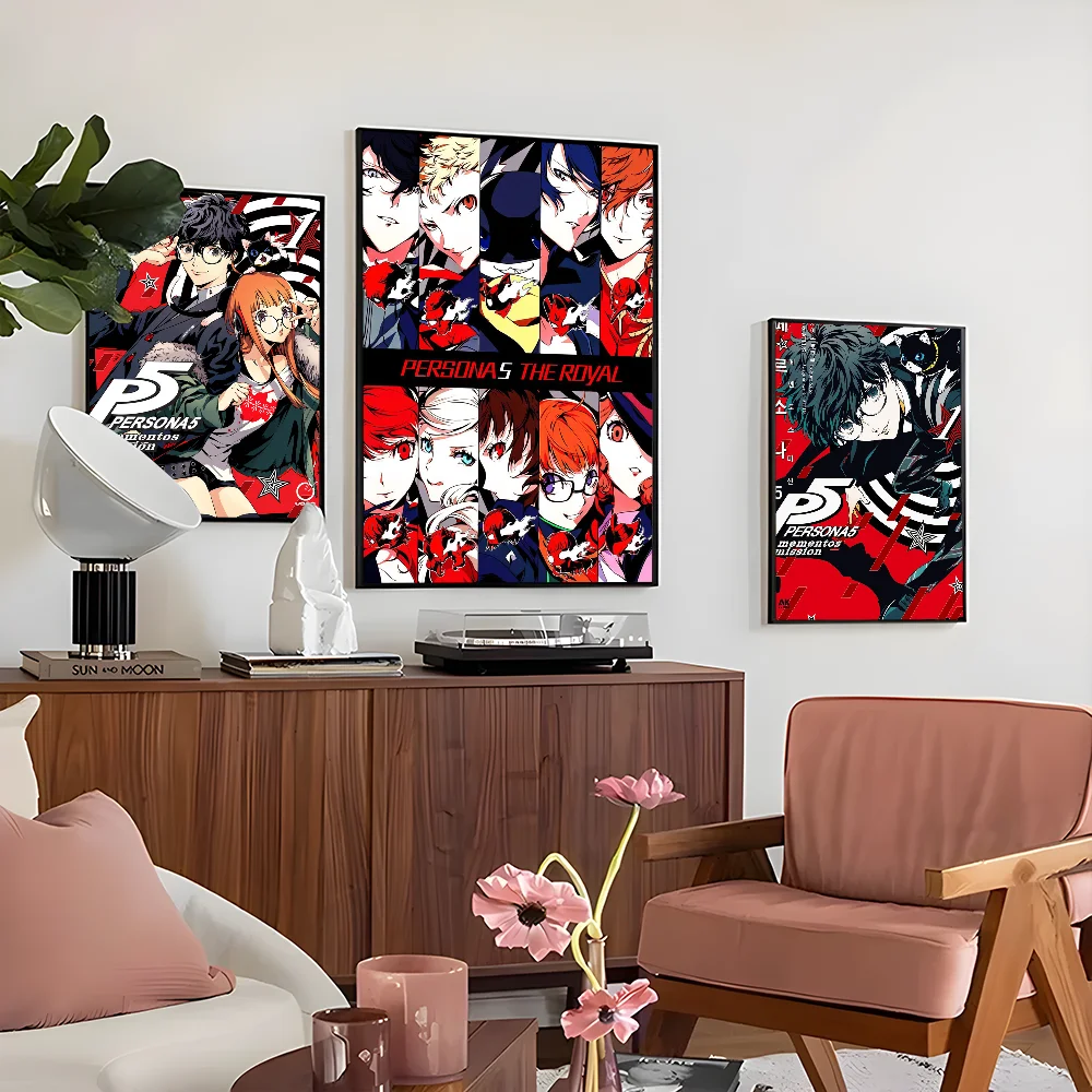 1PC Japanese Anime Persona 5 Poster Self-adhesive Art Waterproof Paper Sticker Coffee House Bar Room Wall Decor