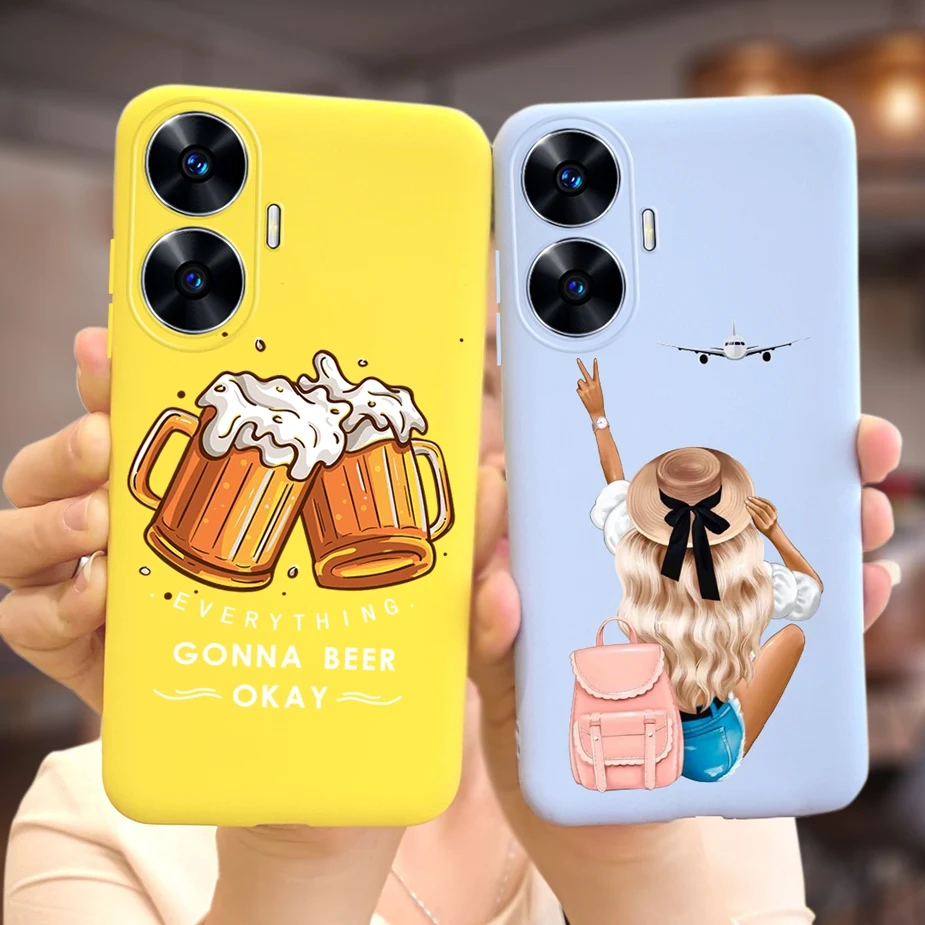 For Realme C55 Case Cute Astronauts Cartoon Painted Cover Shockproof Phone Cases For Realme Narzo N55 C 55 RealmeC55 Soft Fundas