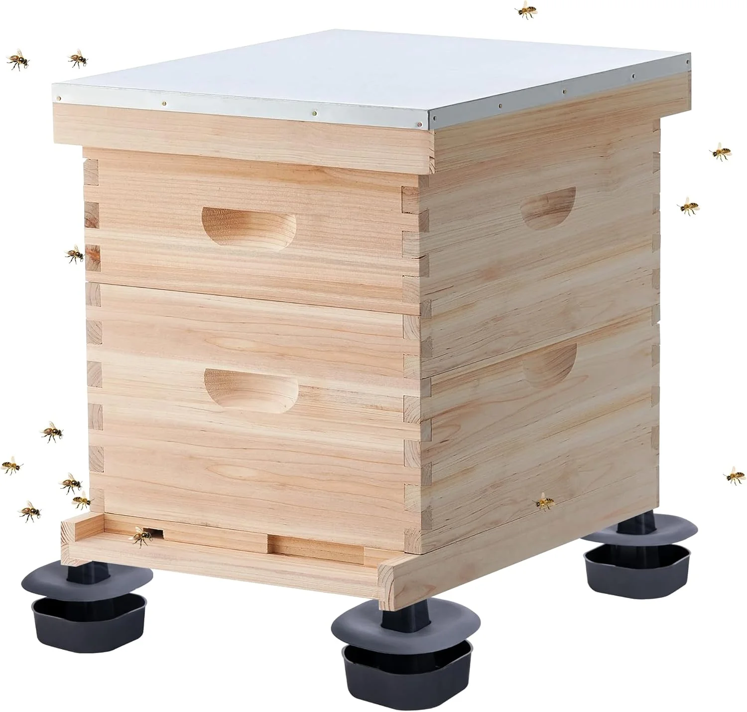 4Pcs Beehive Anti Ant Stand Tray Outdoor Waterproof Beekeeping Base Support Insect Prevention Bee Hive Foot Pad Water Trough Bra