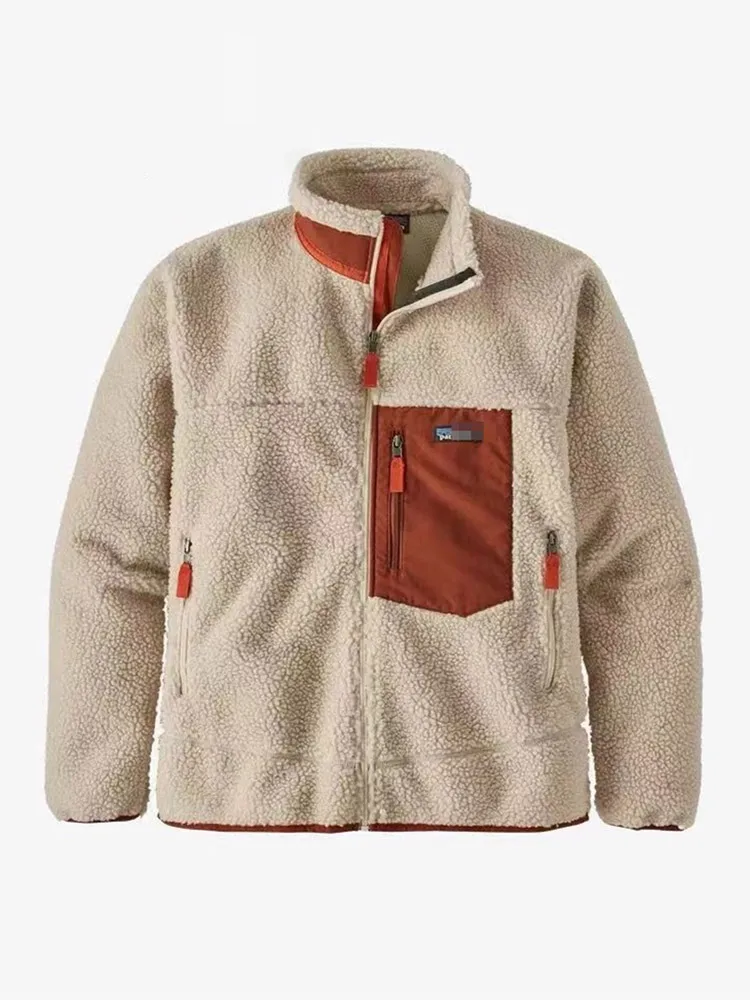 Manteau en peluche à col carillon pour homme, pardessus classique, chaud, épais, décontracté, extérieur, sourire, fermeture éclair, automne, hiver, 2024