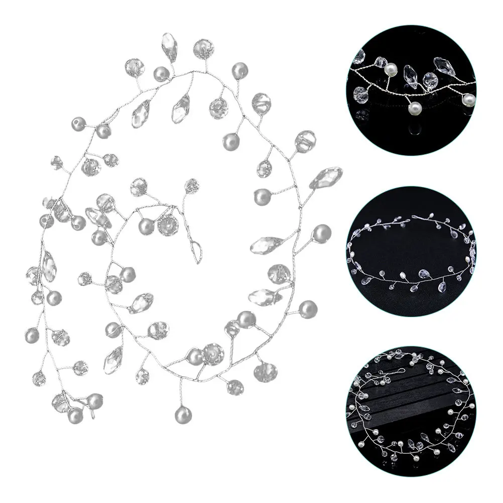 Pearl Crystal Bridal Headband Elegant Comfortable Wedding Prom Banquet Hair Accessory Headpiece for Brides Day Memory
