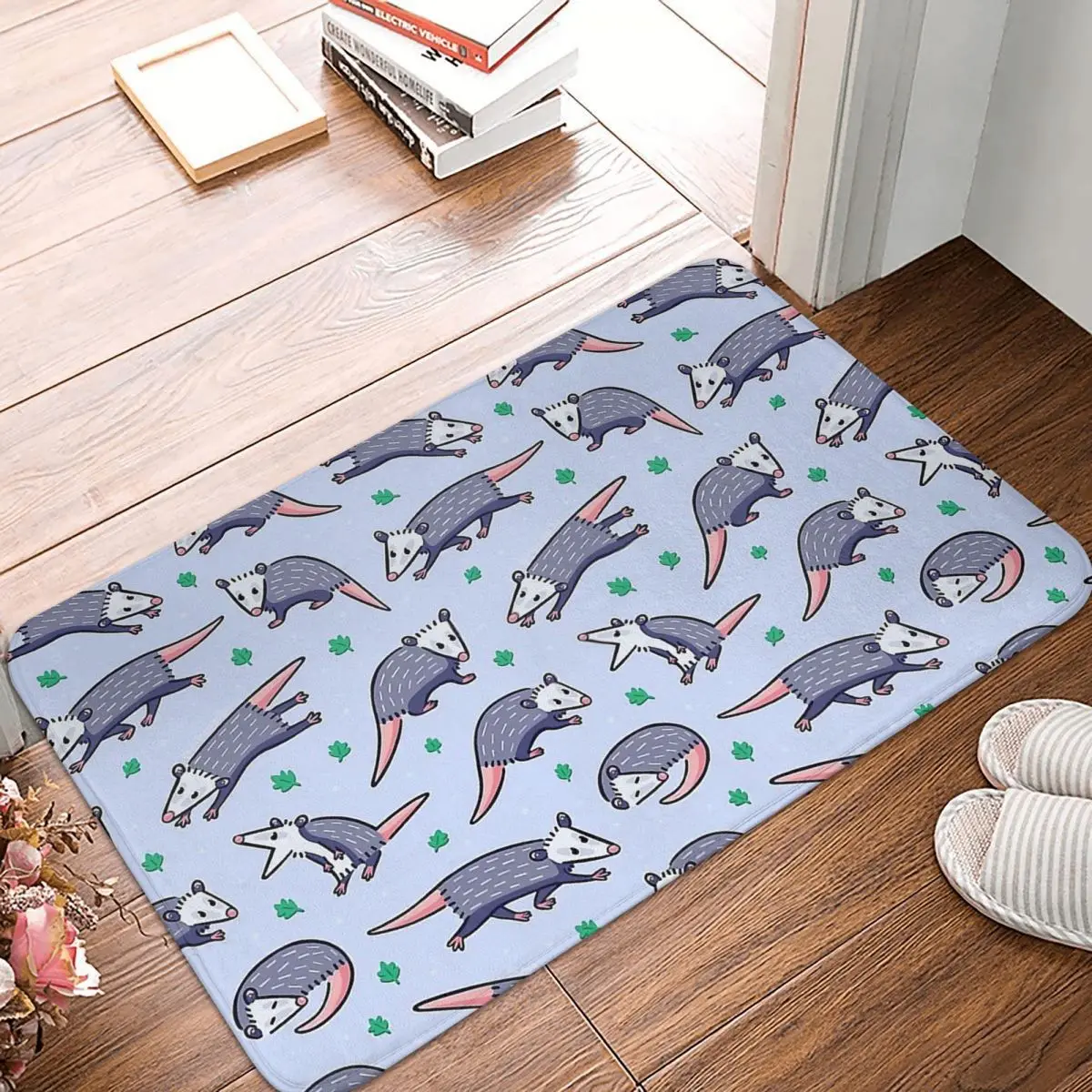 Possum Didelphinae Mouse Bath Mat Opossums Pattern Blue Doormat Kitchen Carpet Balcony Rug Home Decor