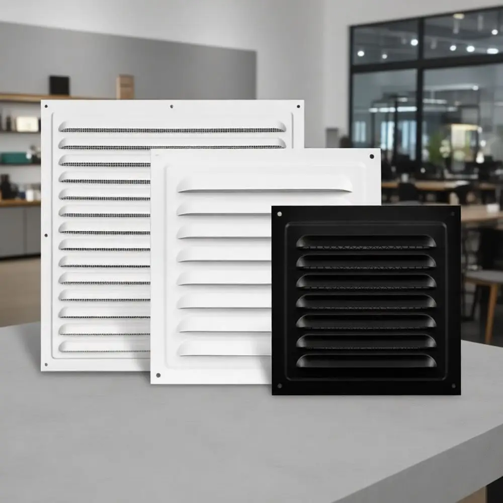External Wall Exhaust Vent Cover Steel Louver Grille Weatherproof Ventilation Shutter Metal Duct Pipe Protector Fitting