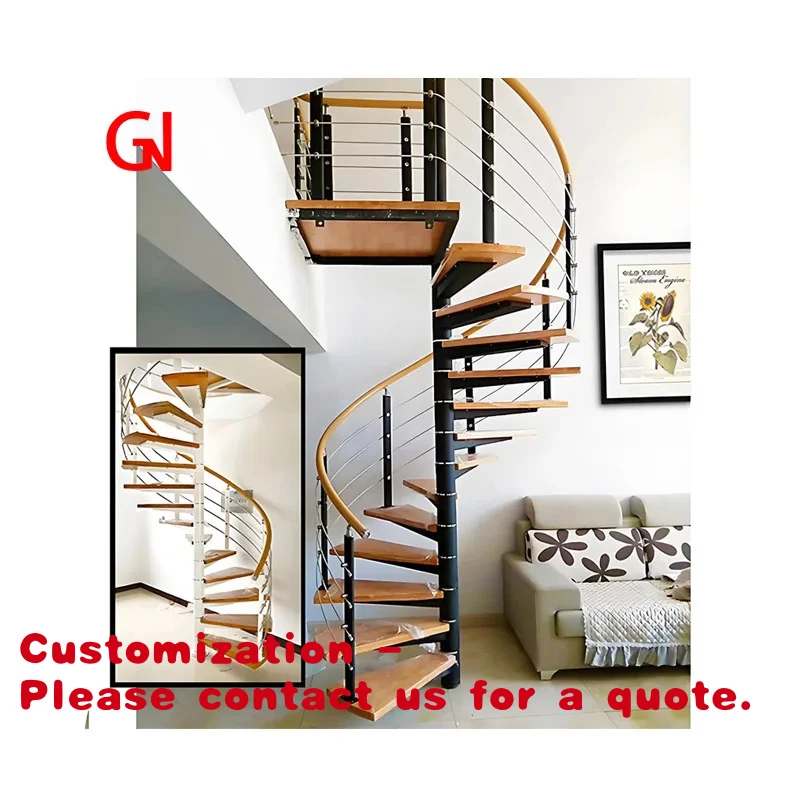 custom.American-Style Luxury Modern Steel Staircases Villas Easy-to-assemble Indoor Stairs