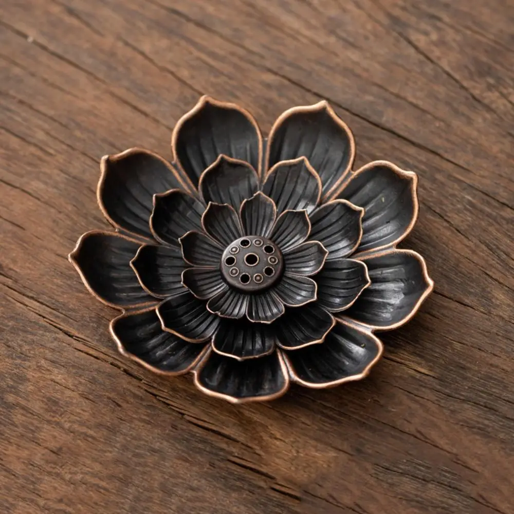 Lotus Design Incense Burner 6 Holes Detachable Ash Catcher Incense Stick Holder 2/3 Layer Vintage Lotus Aromatherapy Stand