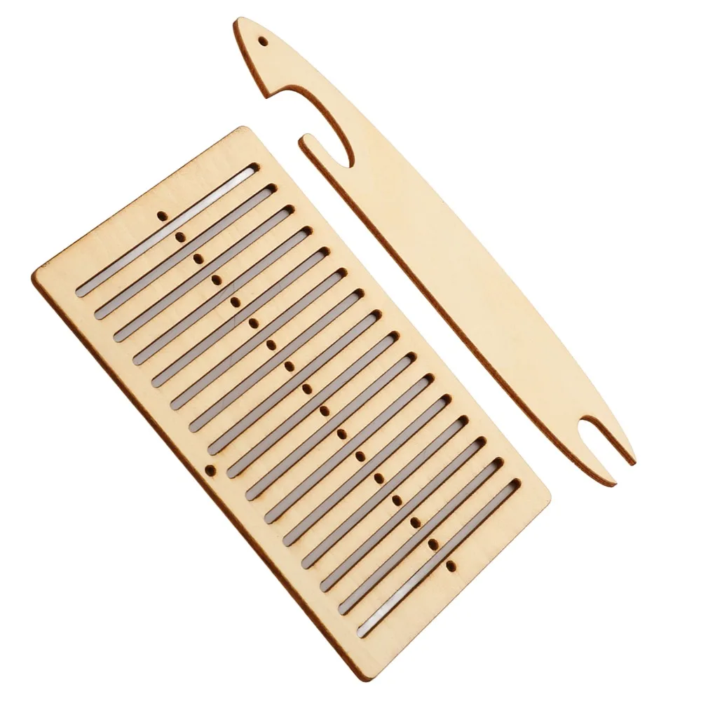 4pcs Wood Weaving Loom Kit Quick Weave Design Tapestry Comb Included Rigid Heddle Loom Weaving Shuttle Tools For Beginners