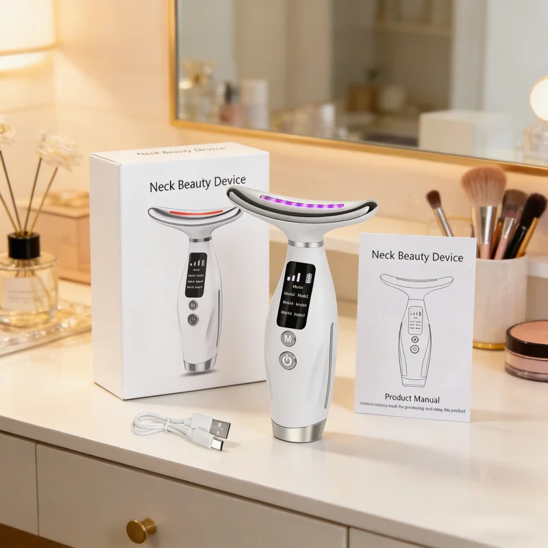 Travel Mini Neck & Face Massager EMS Microcurrent LED Therapy Jawline Lifting Anti Wrinkle Firming Skin Care Beauty Instrument