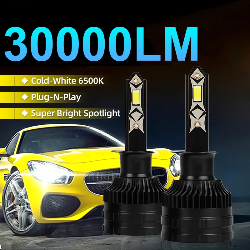 

НОВЫЕ светодиодные фары 180 Вт, 30000LM H1, чрезвычайно яркие, 3570 чип CSP, 6000 К, белые, супер яркие, 12 В постоянного тока, автоматические налобные фары