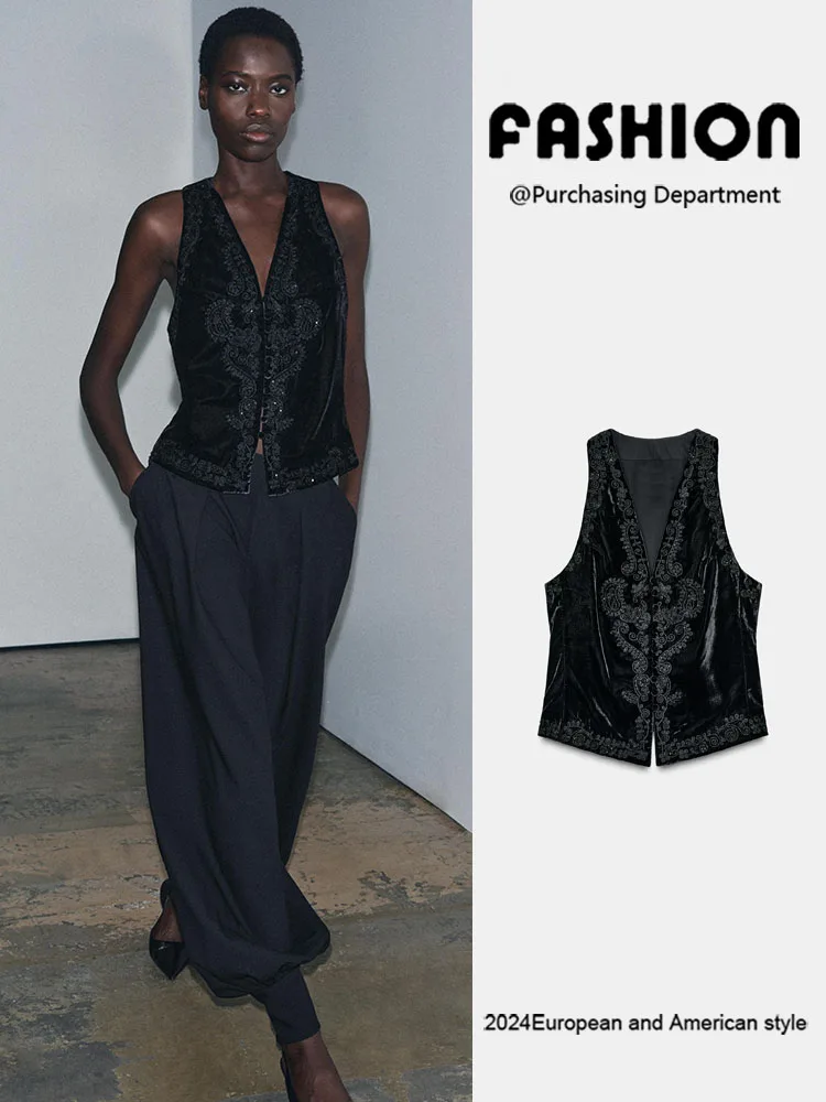 

Новый зимний женский модный универсальный бархатный жилет с вышивкой Ele Svel, сценический костюм, традиционный китайский кло...