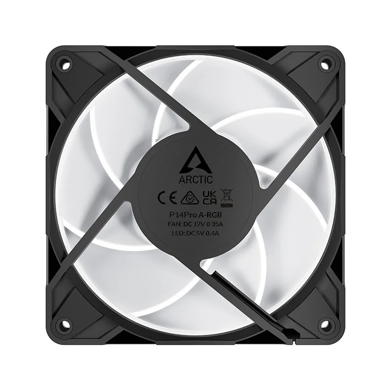 ARCTIC P14 Pro A-RGB, High-Performance 140 mm A-RGB PWM Fan, Fan Speed: 400–2500 RPM, 5V 3 Pin A-RGB LED, Fluid Dynamic Bearing
