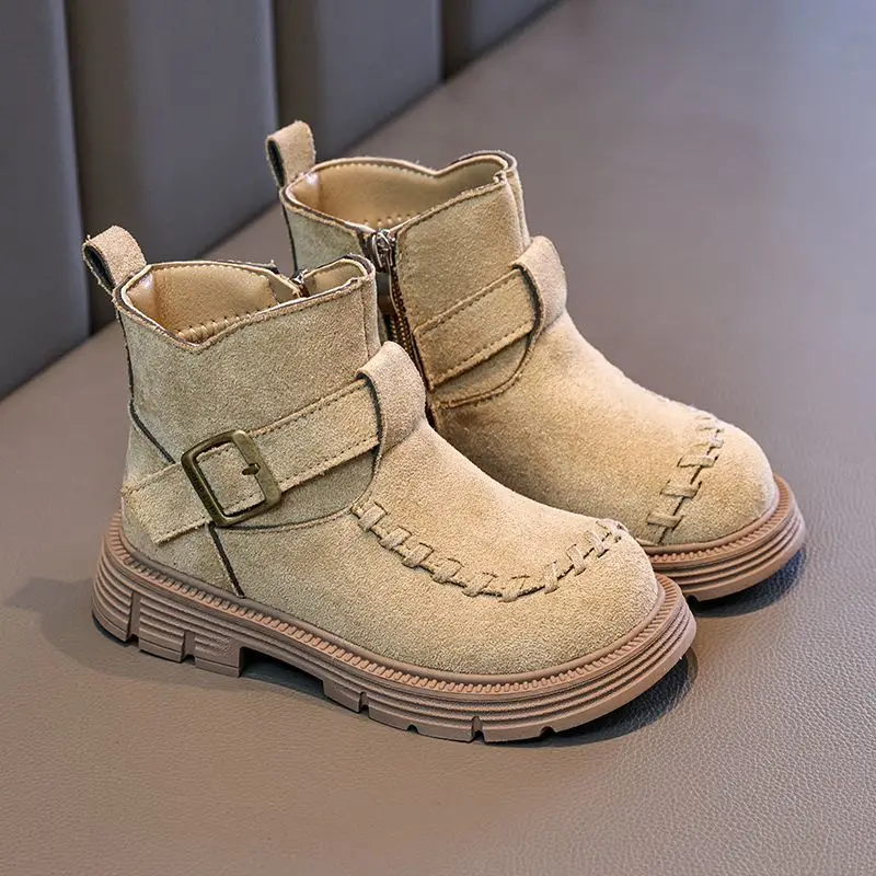 Girls Genuine Leather British Style Soft Sole Ankle Boots 2026 Autumn New Release Fashion Short Boots