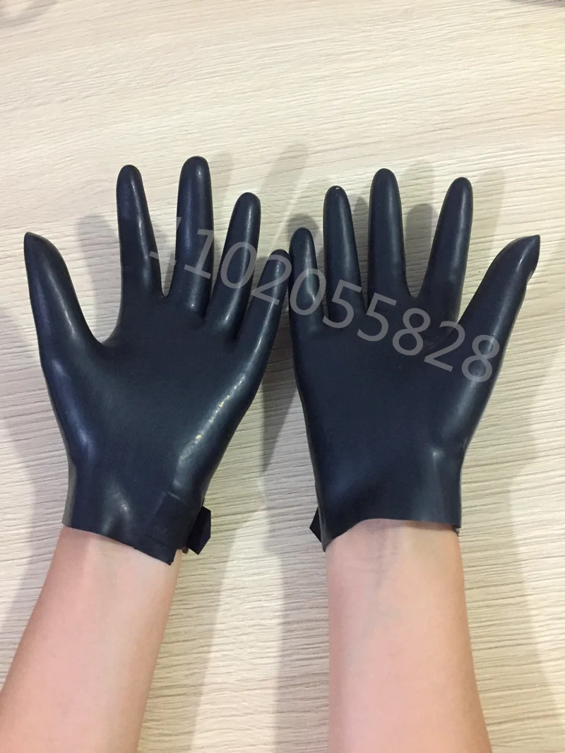 Handmade sexy dessous exotische frauen männer latex kleidung kurze mit handgelenk schnalle handschuhe cekc zentai fetisch uniform