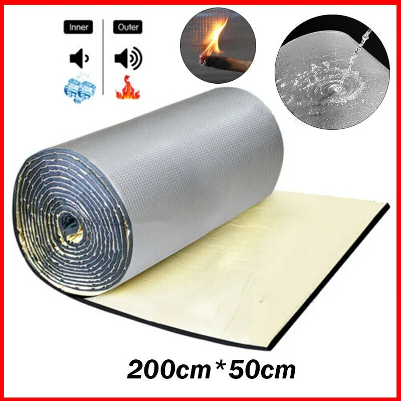 200x50cm Acoustic Thermal Mat Soundproof Wall Panels Noise Insulation Fireproof Heat and Sound Insulation Mat for Car Deadening