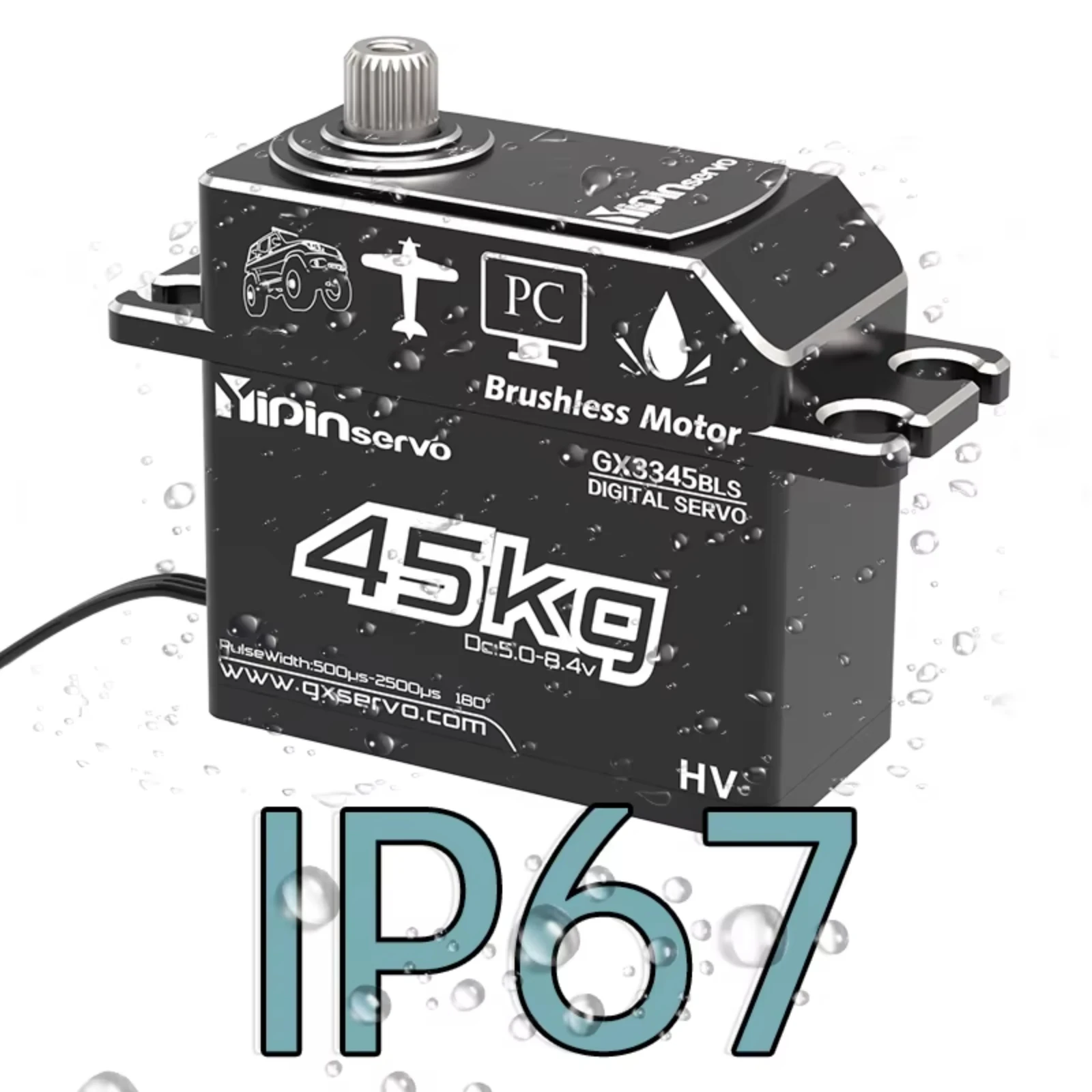 

GX3345BLS 45kg Torque Digital Brushless Servo High Torque Metal Gear 180 270 Degree RC 1/8 1/10 Crawler Truck Robotics