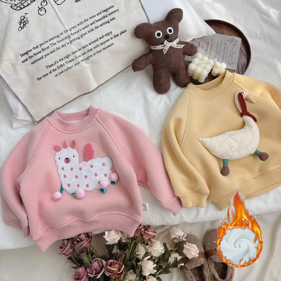 

( 1-7 Years ）Girls and boys children's fleece pullover sweaters for autumn winter warmth babies and toddlers clothing