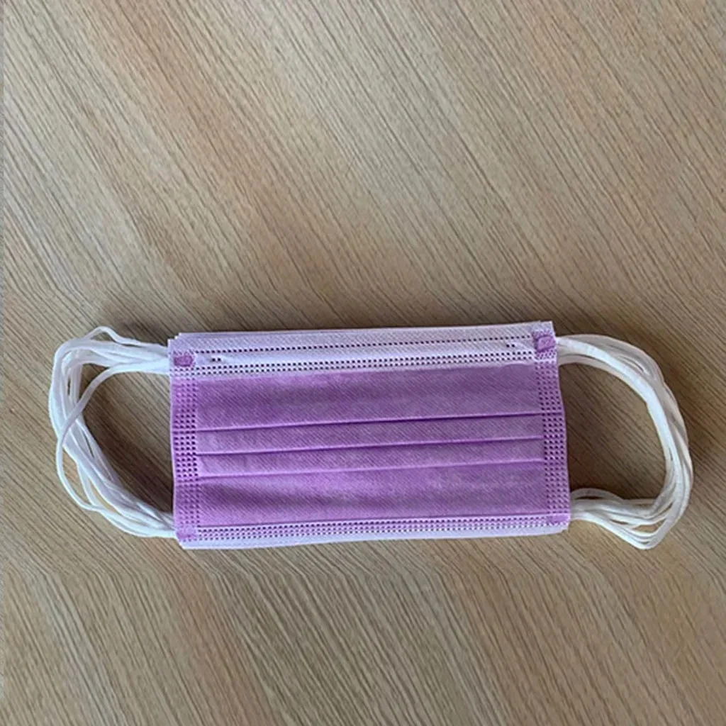 50개 여성 남성 솔리드 마스크 일회용 페이스 마스크 3겹 귀 루프 안티 PM2.5 마스크