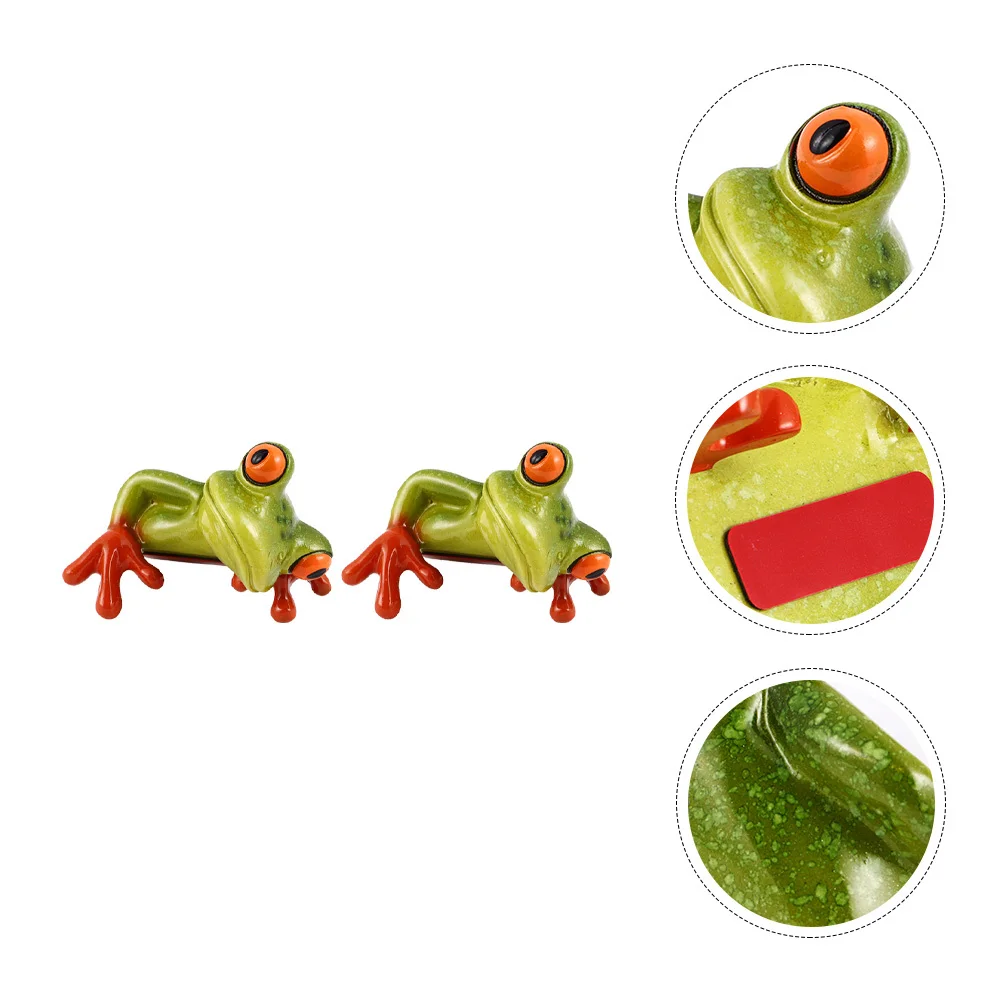 

2pcs Desktop Decor Resin Frogs Ornament Cute Mini Figurines For Home Office Desk Tabletop Art Crafts Kids Gift