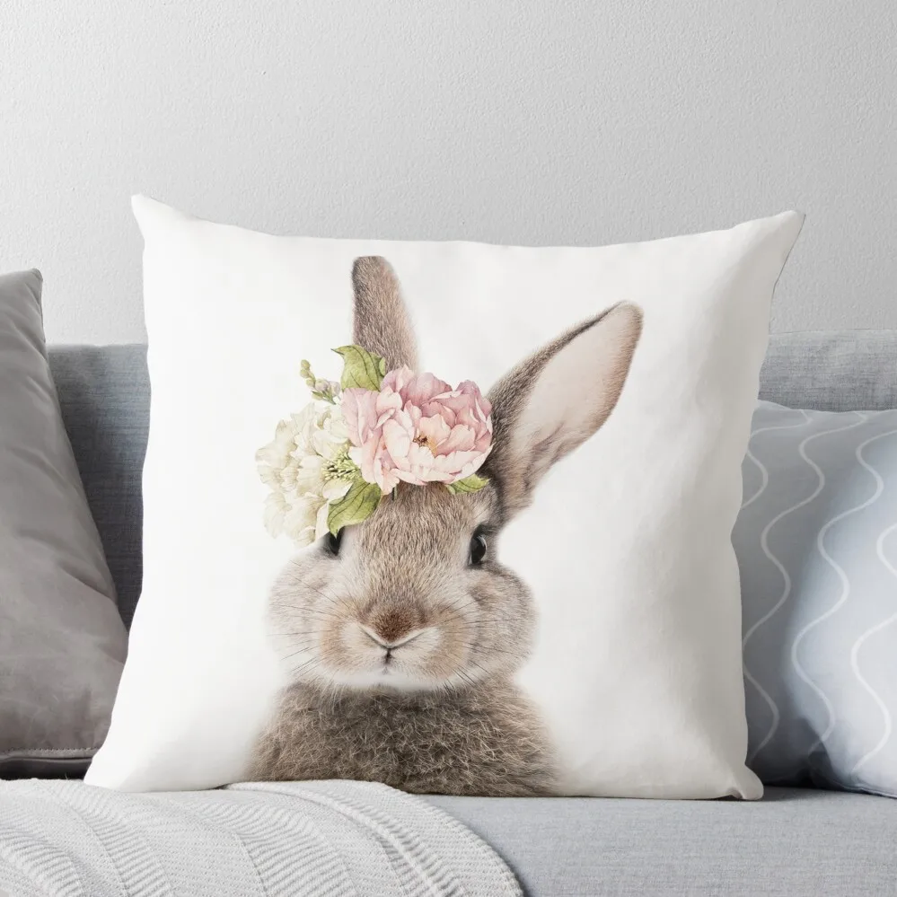 Peek-a-boo Floral Bunny Throw Pillow autumn decoration Christmas Pillow