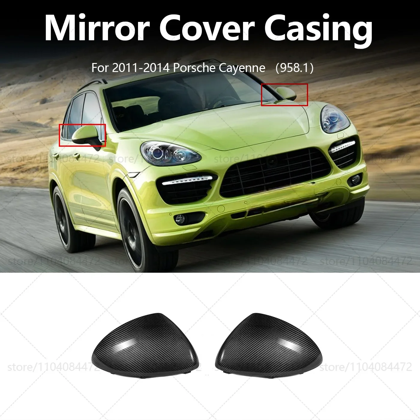 For 2011-2014 Porsche Cayenne （958.1）Replacement Style Dry Carbon Fiber Mirror Cap 2PCS(Left-hand Drive)