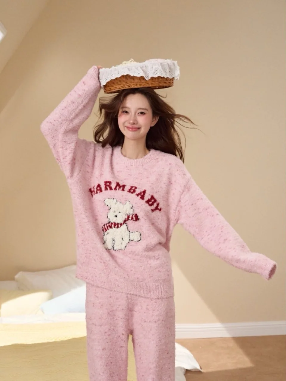 New Arrival Night Gown Set Thickened Flannel Sleepwear Coral Velvet Bathrobe Pink Pajamas Homewear Set Lady Bath Robe