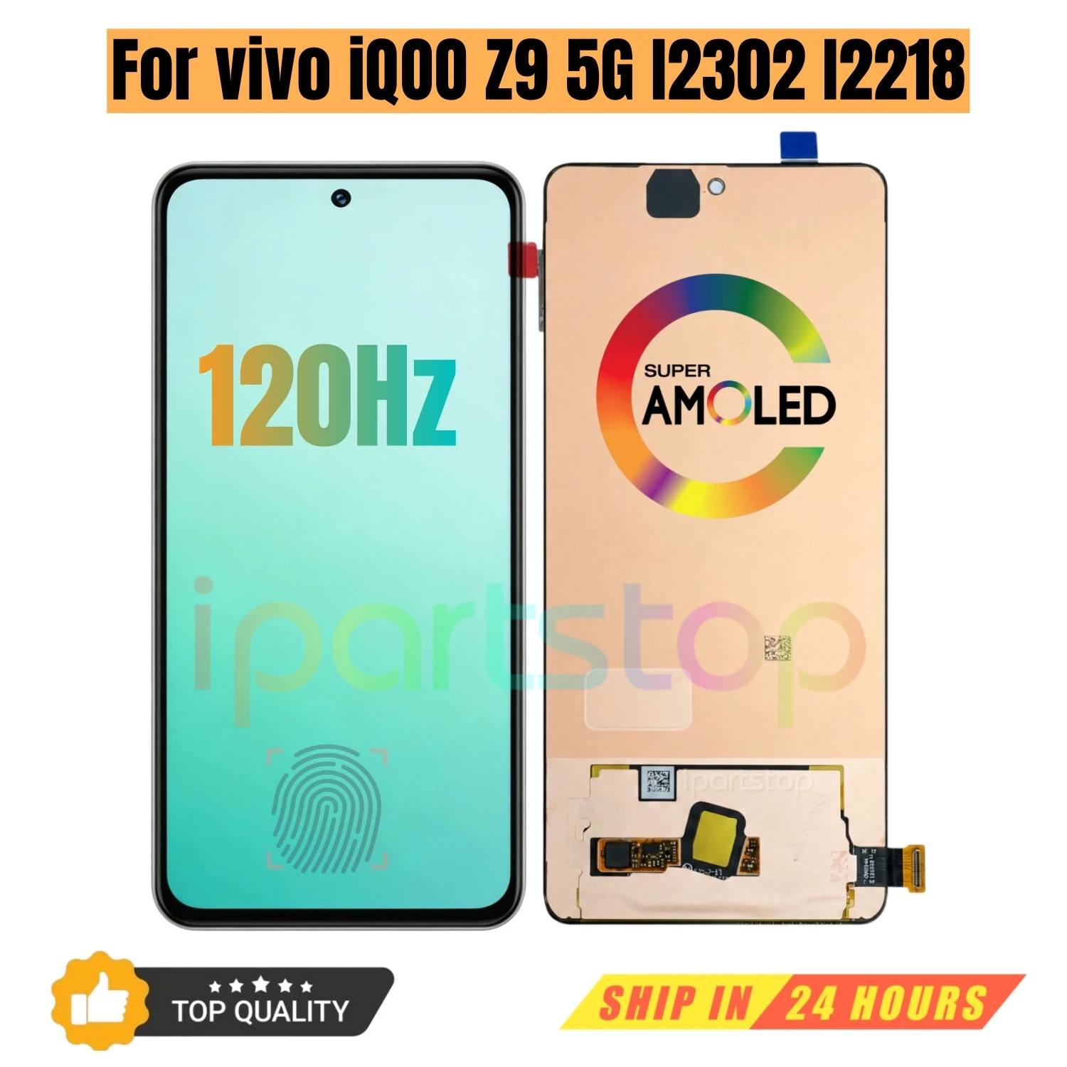 iParts Replacement New Display for vivo iQOO Z9 5G I2302 I2218 120Hz AMOLED Touch Screen Digitizer Assembly OEM all Functions