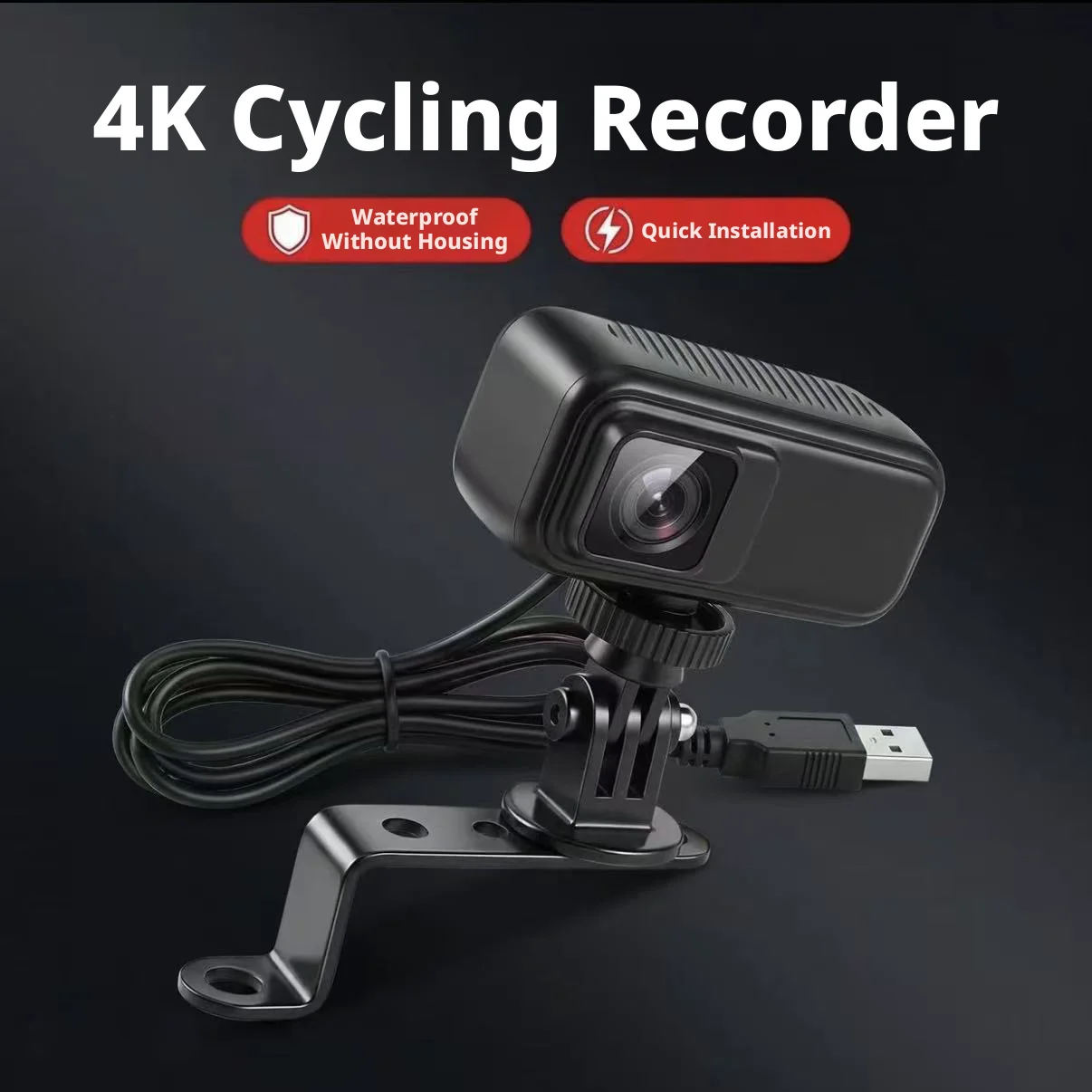 

360°Rotatable Rear Lens 4K Motorcycle Dash Cam IP68 Waterproof WiFi Loop Recorder