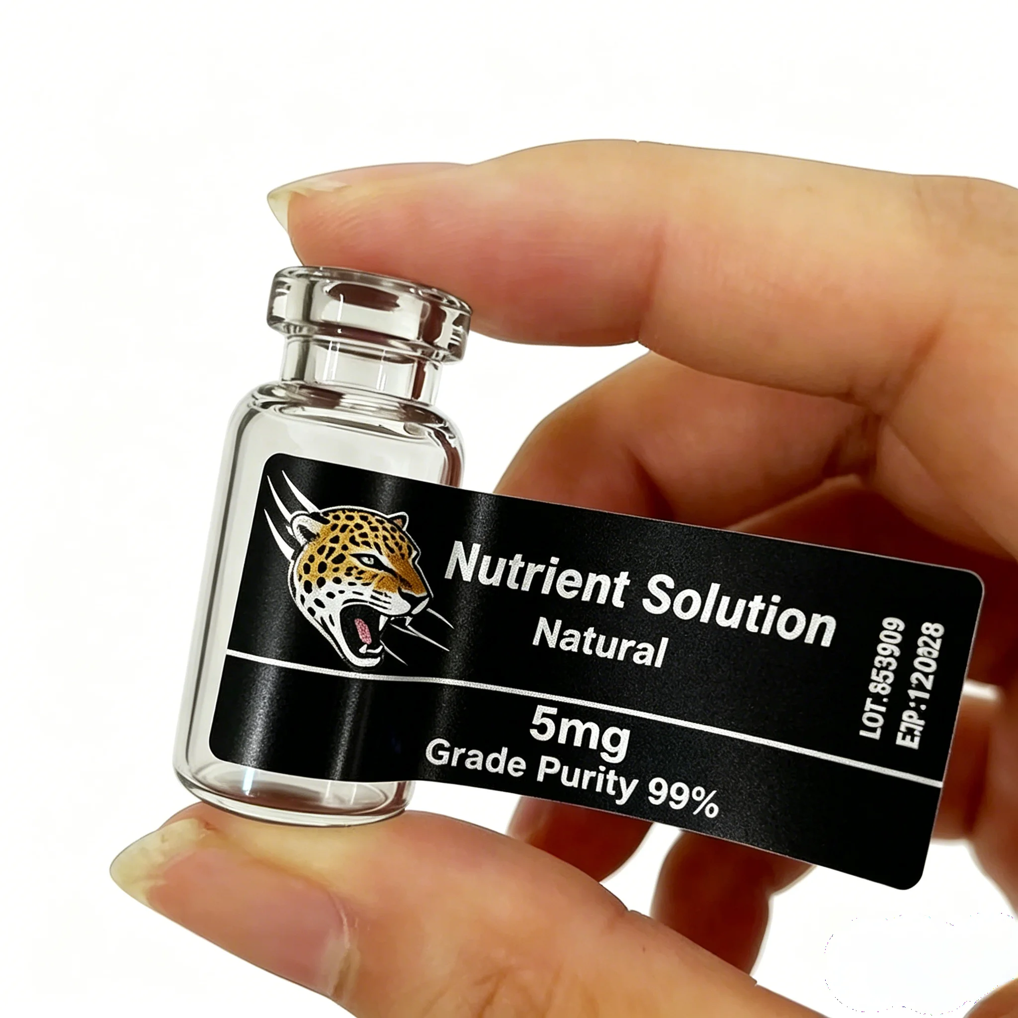 Custom Vinyl Decals HD Waterproof Printing Private Label Stickers for 3ml 10ml Peptide Glass Containers