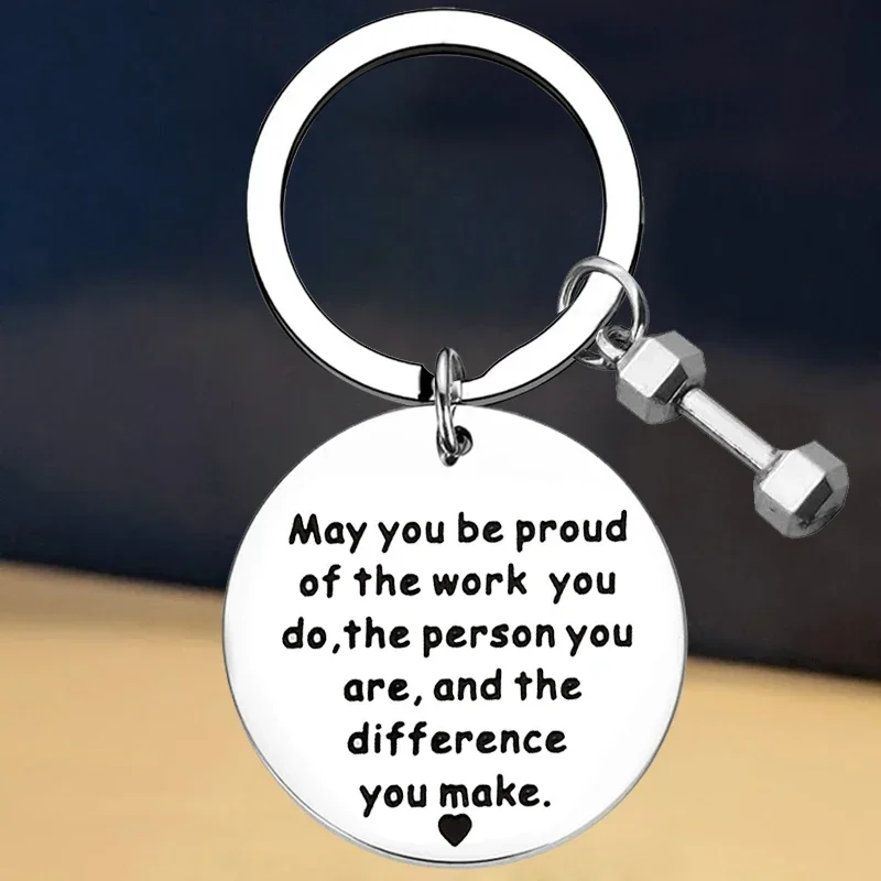 New Fitness Trainer Gift Keychain May You be Proud of the Work You Do Key Rings Barbell and dumbbell Gifts