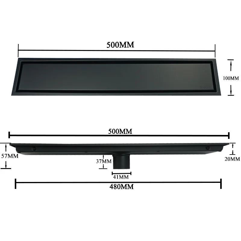 블랙 골드 욕실 바닥 배수구 숨겨진 탈착식 커버, 304 스테인레스 스틸, 50CM 길이 바닥 배수구