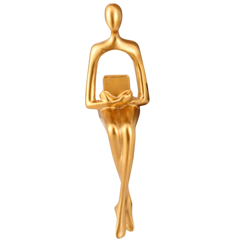 

1Pc 23cm Reading Figure Abstract Thinker Statue Resin Craft Exquisite Touch Comfortable Desktop Decor Artistic Sense