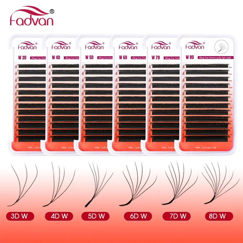 FADVAN W Shape 3D 4D 5D 6D 7D 8D Premade Fans Eyelashes Extensions Natural Soft Light Individual Lashes