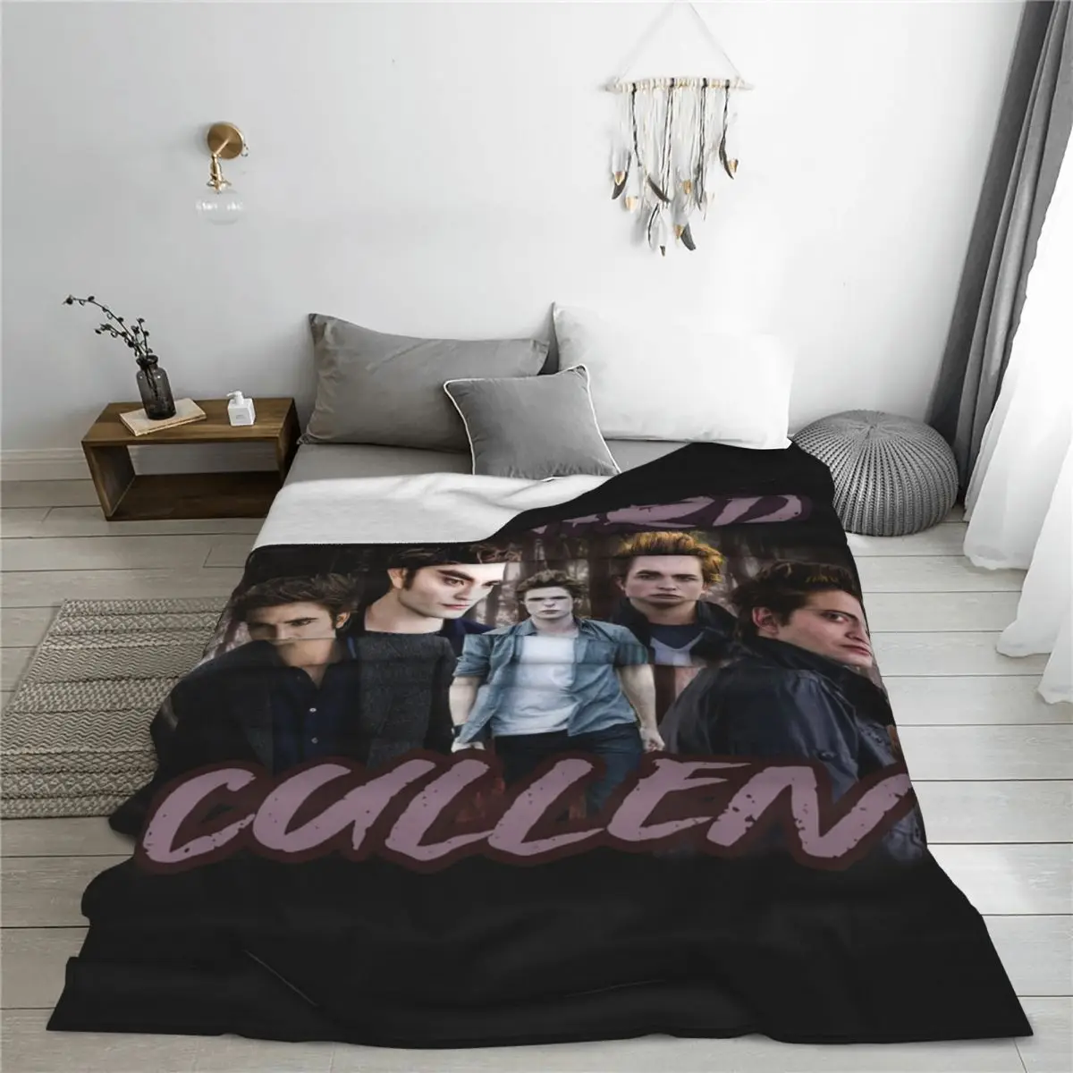 Twilight Movie Edward Cullen Blankets Velvet Spring Autumn Portable Lightweight Thin Throw Blankets for Sofa Couch Bedspread