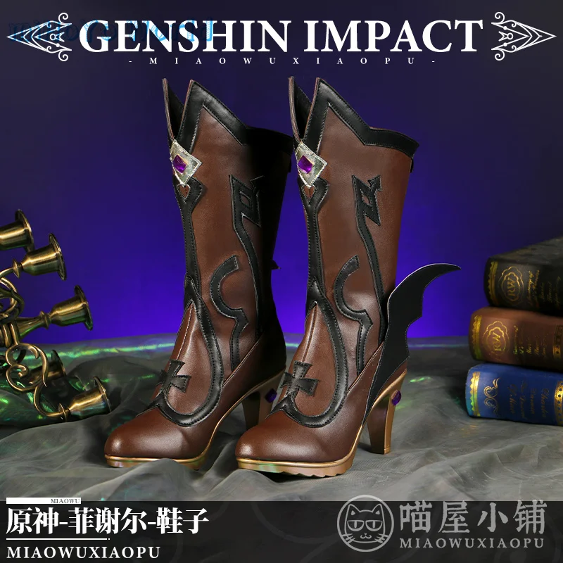 

MiHoYo Game Genshin Impact Fischl Cosplay Shoes Party Role Accessories Props PU High-heeled Shoes Comic Con Birthday Xmas Gifts