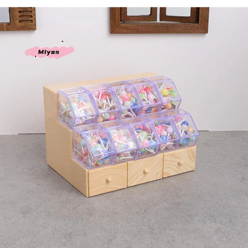 1/12 Schaal Dollhouse Mini Supermarkt Scène Decoratie - Opslag Display Rack met Lollipops voor Fantasiespel Speelgoed