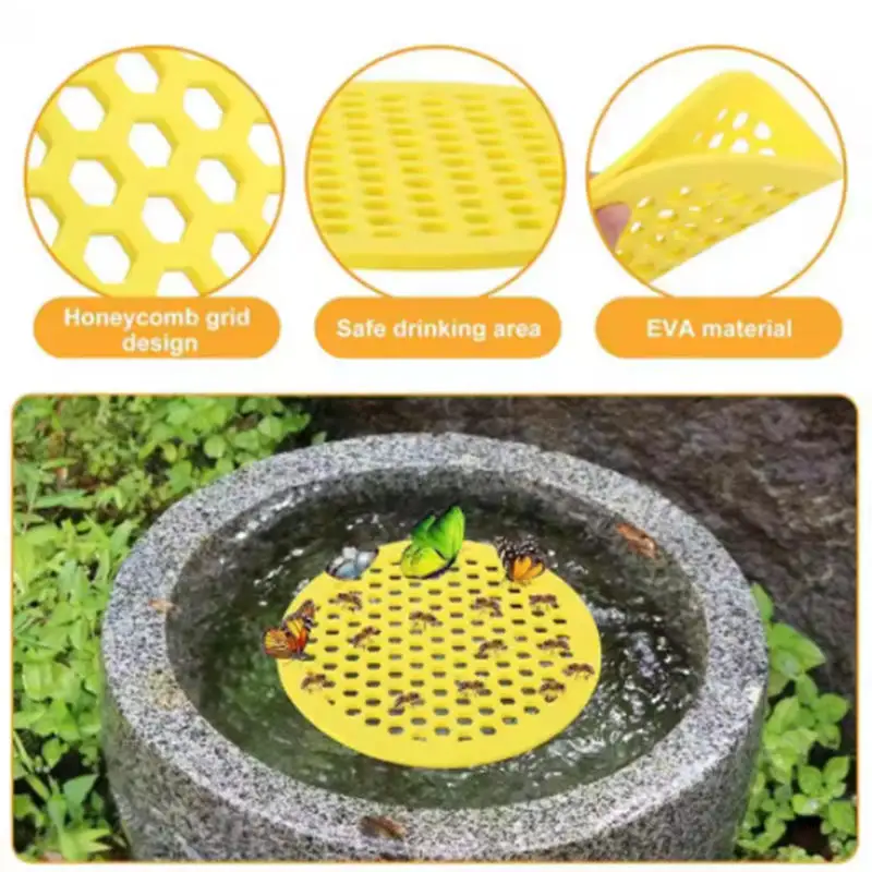 Floating Bee Island-Bee Waterer Bee Insect Drinking Tray EVA Beekeeping Setups Luring Insects Waterer Catcher Cups