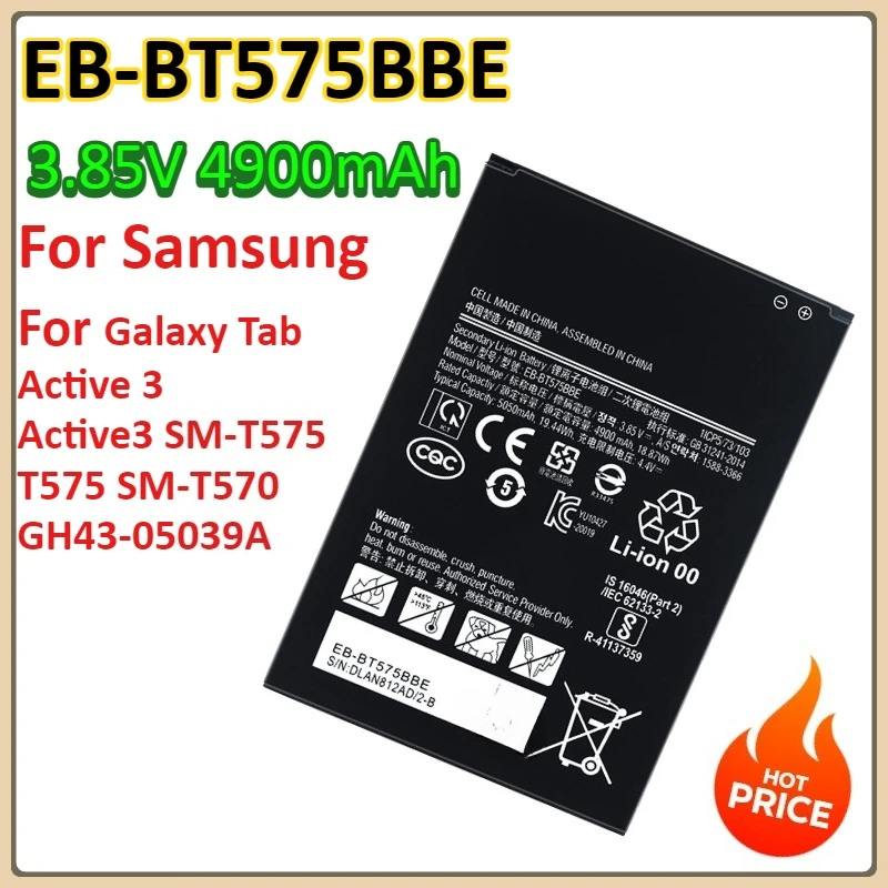 

EB-BT575BBE 4900 мАч для Samsung Galaxy Tab Active 3 Active3 SM-T575 T575 SM-T570 GH43-05039A Аккумулятор для мобильного телефона