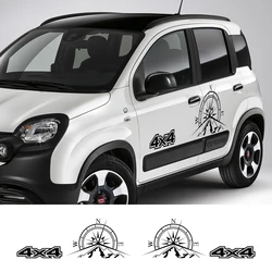 Car Side Stickers Mountain Compass4x4 Styling Vinyl Decor Decals Accessories For Fiat Panda MK3 1 2 3 4x4 169 141 312 319 750