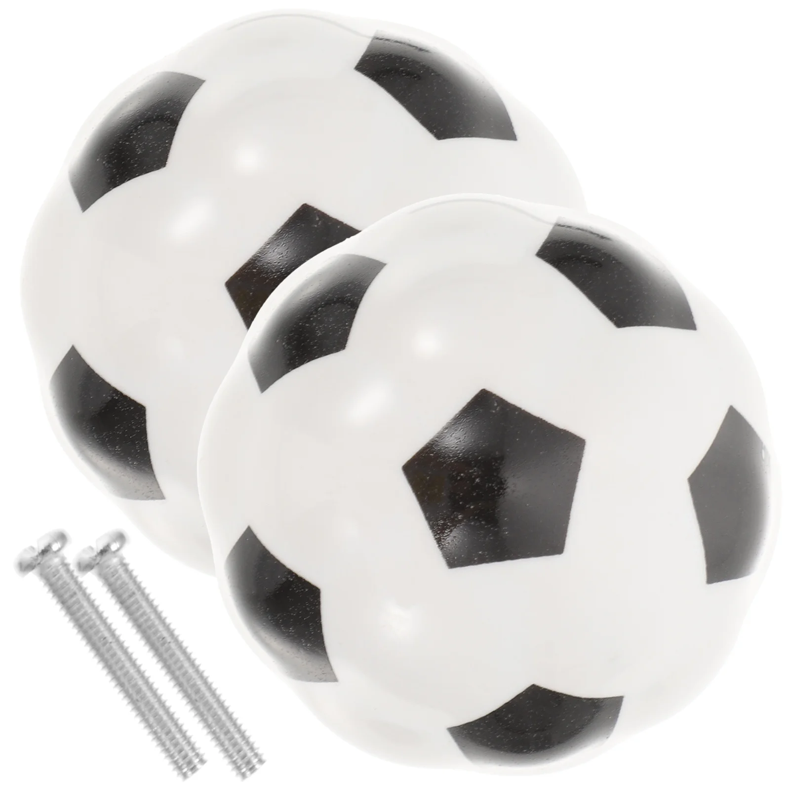 

2Pcs Football Ceramic Cabinet Knobs Durable Daily Use Drawer Pulls Decorative Wear-Resistant Compact Cabinet Accessories