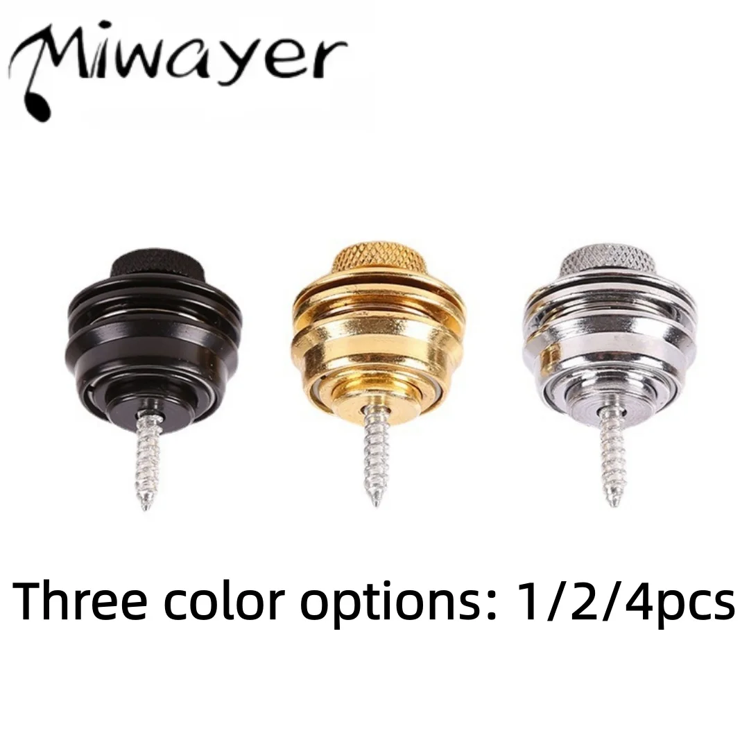 1/2/4Pcs Guitar Strap Lock Buttons Black/Gold/Silver, Round Head Security Straplock with Silicone Blocks for Guitar Bass Ukulele