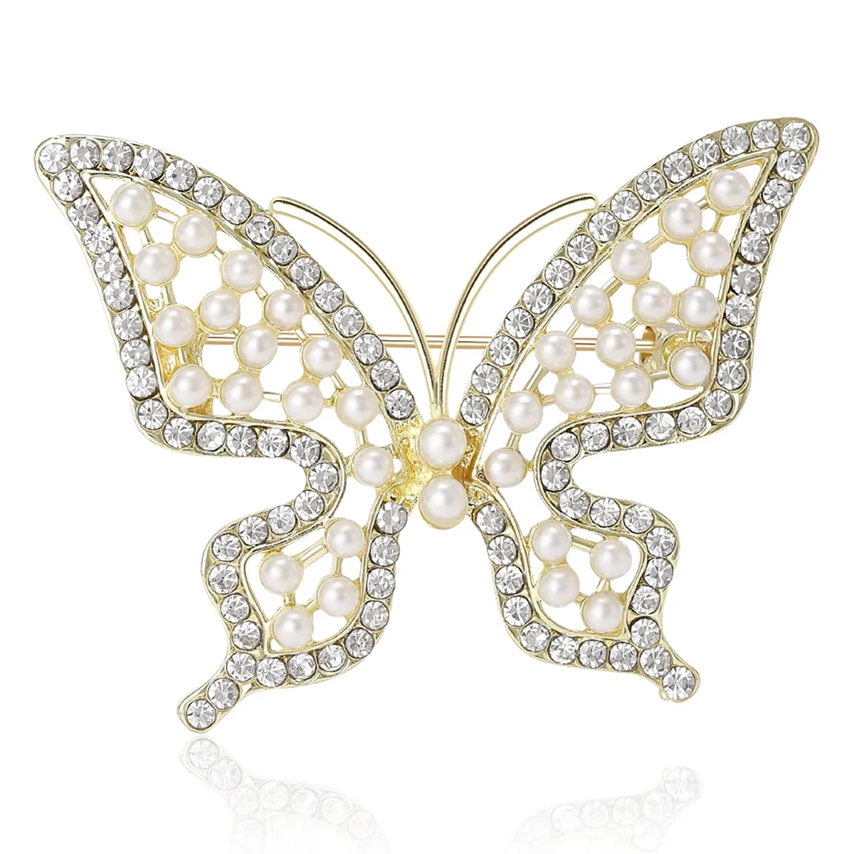 

Beaut&Berry Luxury Enamel Pearl Butterfly Brooches for Women Insect Pins Friends Party Gifts Banquet Jewellery Accessories