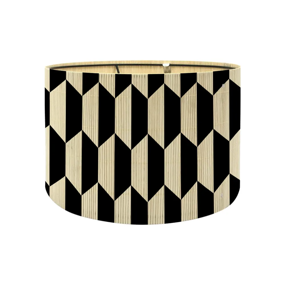 E27 Bamboo Lampshade Cover European Printed Detachable Light Shield for Chandelier & Table Lamp