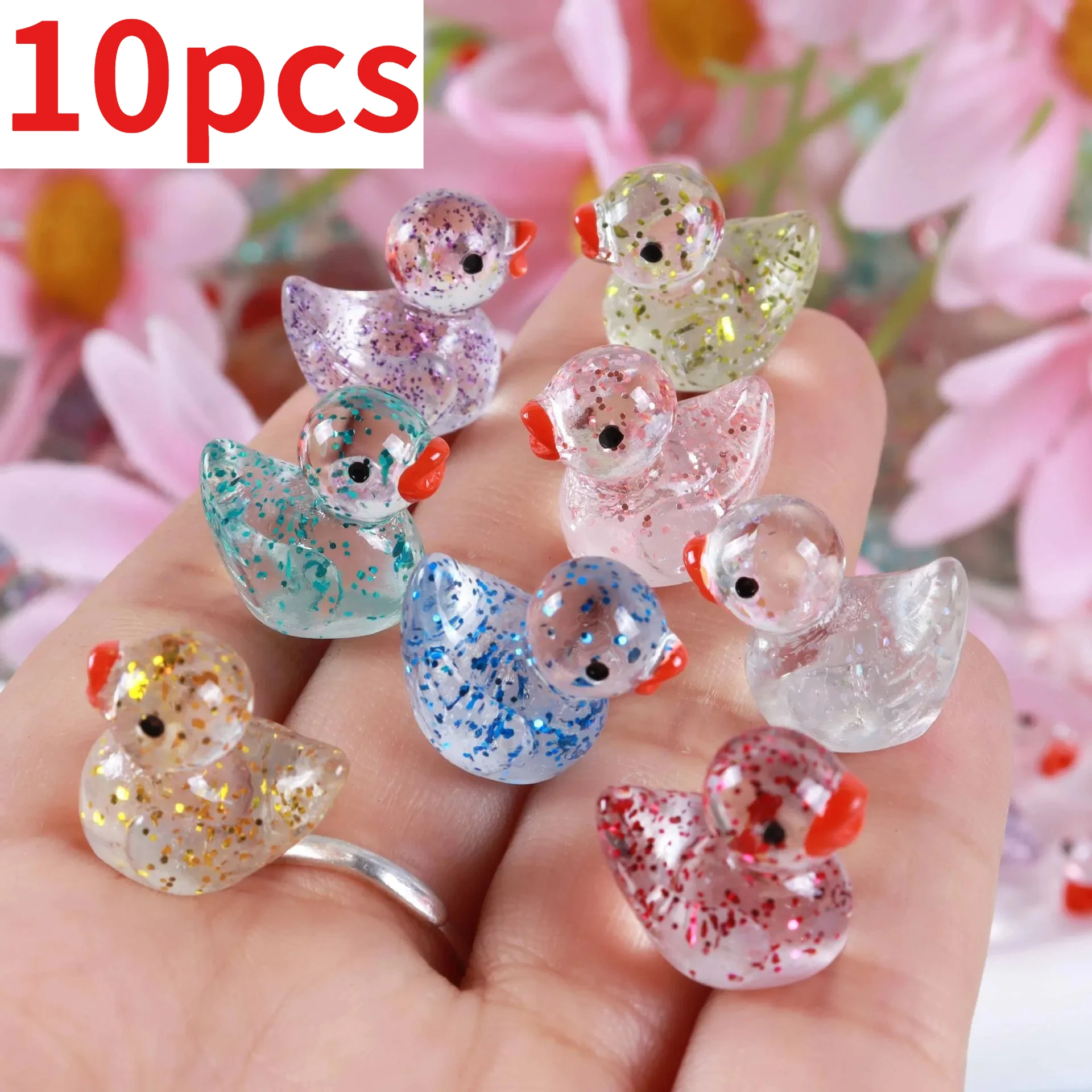 

10pcs Resin Glitter Duck Animal Accessories Charms Jewelry Making Bracelet Earrings Accessories Car Ornaments
