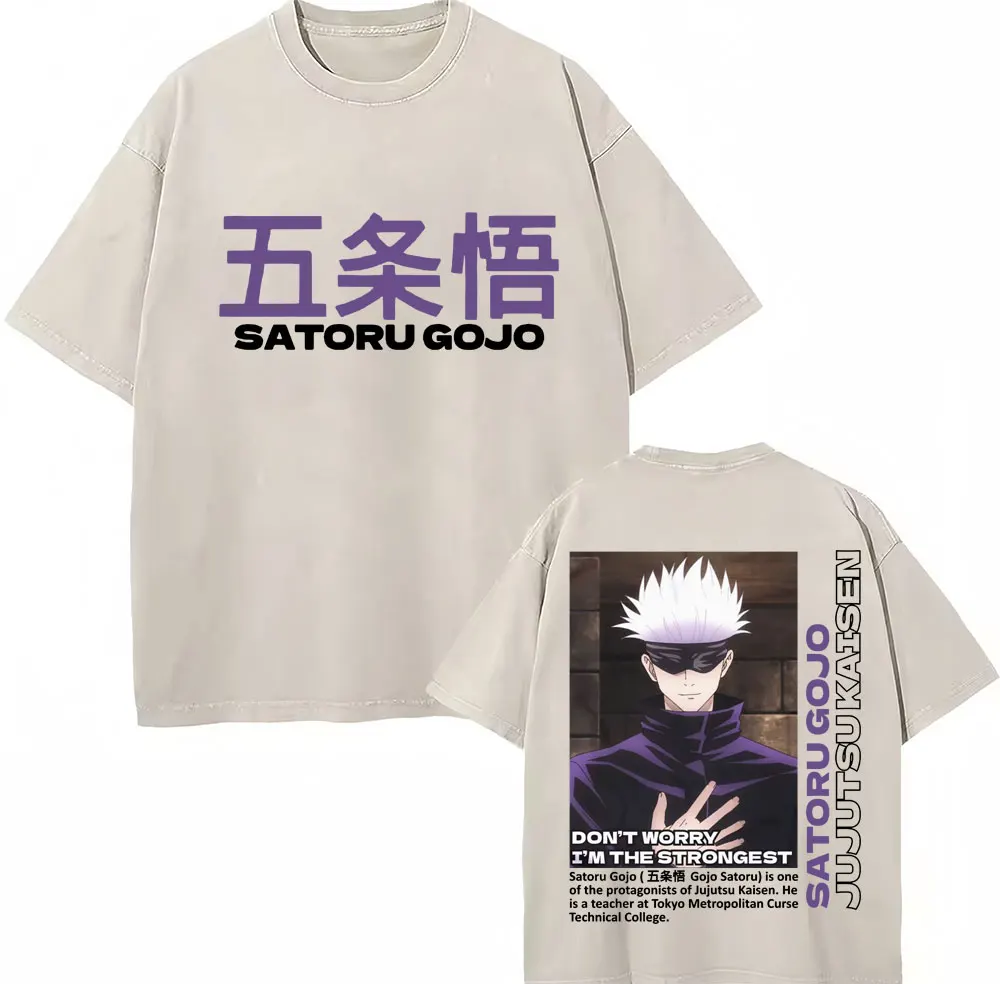 Gewaschenes Vintage Anime Jujutsu Kaisen Itadori Yuji T-Shirt für Männer und Frauen Lässiges Oversize-T-Shirt Manga Mode Trend Streetwear – Detail 12
