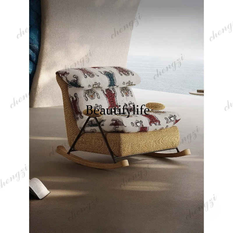 A114 Italian light luxury living room rocking chair modern wabi sand wind simple balcony casual sofa chair
