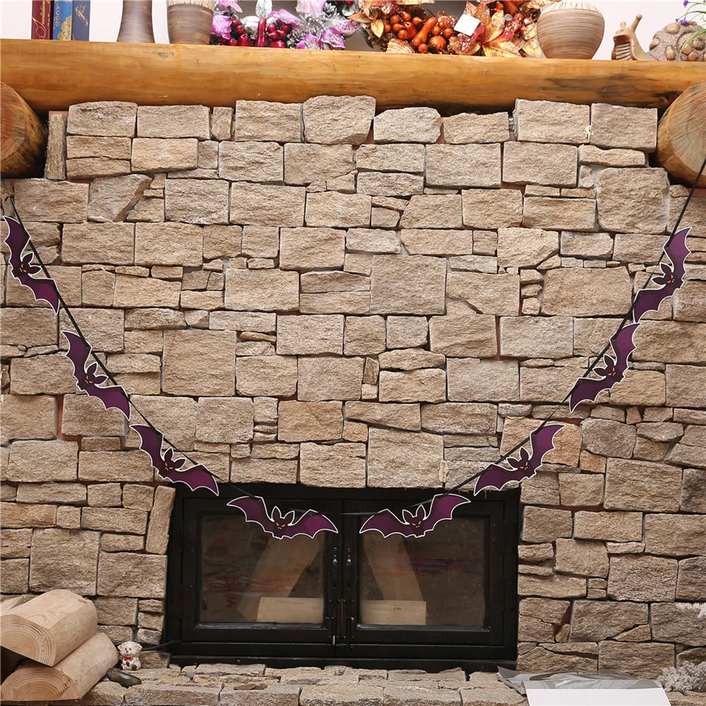 

Bat Pulls The Flag Hanging Halloween Decorations Banner Bunting Party Garland Pumpkin